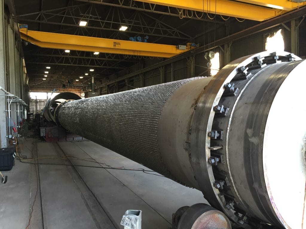close up of bolts on a rotary dryer
